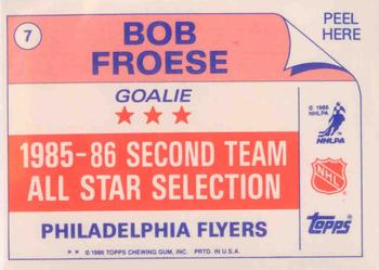 1986-87 Topps - Stickers #7 Bob Froese Back