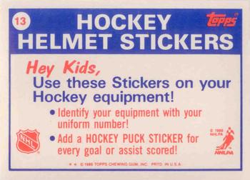 1986-87 Topps - Stickers #13 Toronto Maple Leafs Back