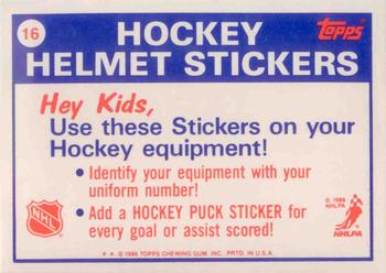 1986-87 Topps - Stickers #16 Pittsburgh Penguins Back
