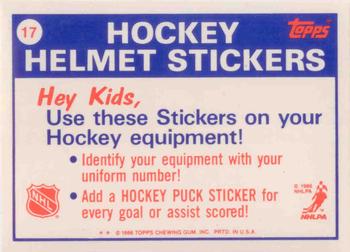 1986-87 Topps - Stickers #17 New York Rangers Back
