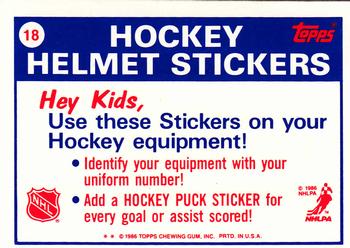 1986-87 Topps - Stickers #18 Calgary Flames Back
