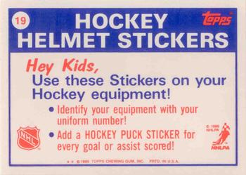 1986-87 Topps - Stickers #19 Winnipeg Jets Back