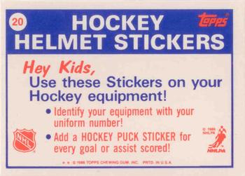 1986-87 Topps - Stickers #20 Quebec Nordiques Back