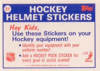 1986-87 Topps - Stickers #21 Chicago Blackhawks Back