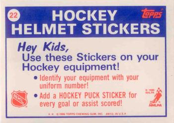 1986-87 Topps - Stickers #22 Los Angeles Kings Back