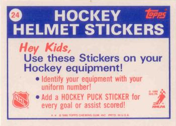 1986-87 Topps - Stickers #24 Vancouver Canucks Back