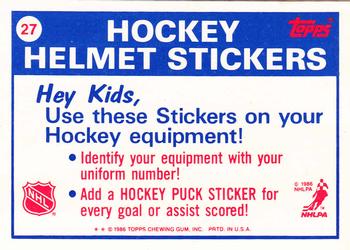 1986-87 Topps - Stickers #27 New Jersey Devils Back