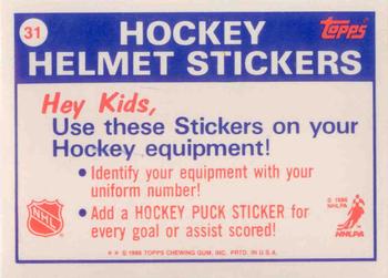 1986-87 Topps - Stickers #31 Boston Bruins Back