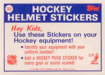 1986-87 Topps - Stickers #32 New York Islanders Back