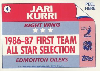 1987-88 Topps - Stickers #4 Jari Kurri Back