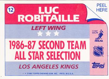 1987-88 Topps - Stickers #12 Luc Robitaille Back