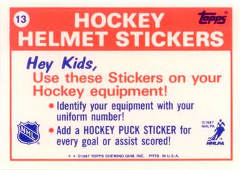 1987-88 Topps - Stickers #13 Toronto Maple Leafs Back