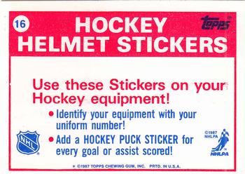 1987-88 Topps - Stickers #16 Pittsburgh Penguins Back
