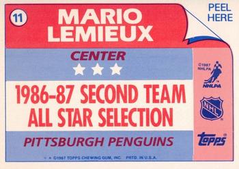 1987-88 Topps - Stickers #11 Mario Lemieux Back