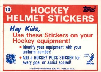 1987-88 Topps - Stickers #13 Toronto Maple Leafs Back