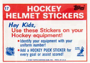1988-89 Topps - Stickers #17 New York Rangers Back