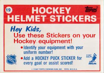 1988-89 Topps - Stickers #19 Winnipeg Jets Back
