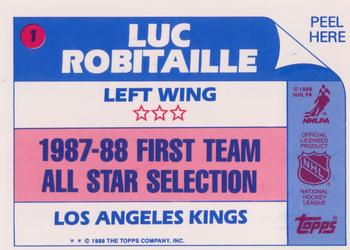 1988-89 Topps - Stickers #1 Luc Robitaille Back