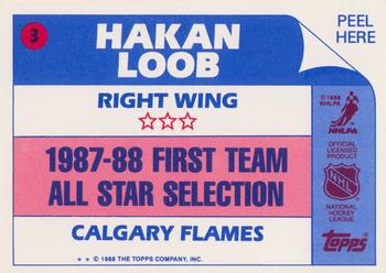 1988-89 Topps - Stickers #3 Hakan Loob Back