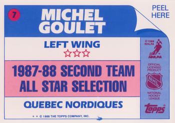 1988-89 Topps - Stickers #7 Michel Goulet Back