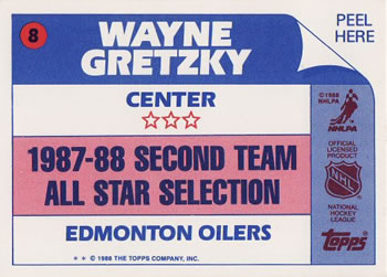1988-89 Topps - Stickers #8 Wayne Gretzky Back