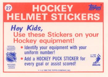 1989-90 Topps - Stickers #27 New Jersey Devils Back
