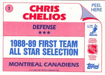 1989-90 Topps - Stickers #1 Chris Chelios Back