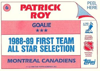 1989-90 Topps - Stickers #6 Patrick Roy Back
