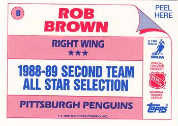 1989-90 Topps - Stickers #8 Rob Brown Back