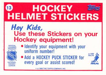 1989-90 Topps - Stickers #13 Toronto Maple Leafs Back