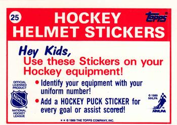 1989-90 Topps - Stickers #25 Hartford Whalers Back