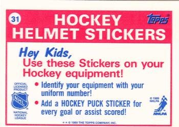 1989-90 Topps - Stickers #31 Boston Bruins Back