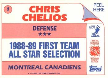 1989-90 Topps - Stickers #1 Chris Chelios Back