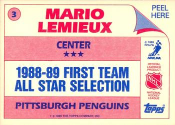 1989-90 Topps - Stickers #3 Mario Lemieux Back