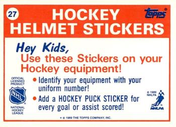 1989-90 Topps - Stickers #27 New Jersey Devils Back