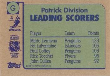 1990-91 Topps - Box Bottoms #G Mario Lemieux Back