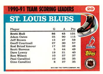 1991-92 Topps - Team Scoring Leaders #20 Brett Hull Back