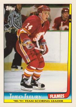1991-92 Topps - Team Scoring Leaders #14 Theo Fleury Front
