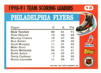 1991-92 Topps - Team Scoring Leaders #13 Rick Tocchet Back
