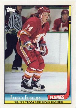 1991-92 Topps - Team Scoring Leaders #14 Theo Fleury Front