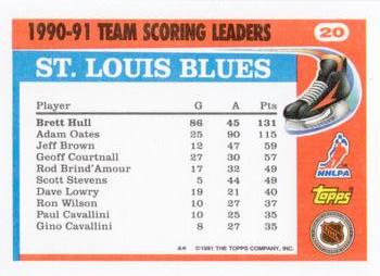 1991-92 Topps - Team Scoring Leaders #20 Brett Hull Back