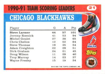 1991-92 Topps - Team Scoring Leaders #21 Steve Larmer Back