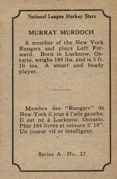 1933-34 O-Pee-Chee (V304A) #37 Murray Murdoch Back