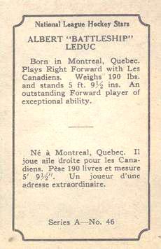 1933-34 O-Pee-Chee (V304A) #46 Albert Leduc Back