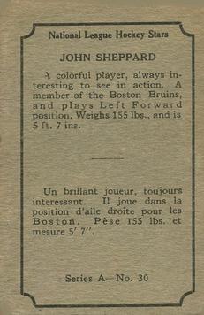 1933-34 O-Pee-Chee (V304A) #30 John Sheppard Back