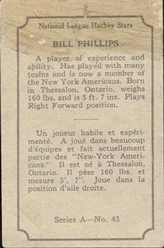 1933-34 O-Pee-Chee (V304A) #43 Bill Phillips Back