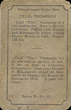 1934-35 O-Pee-Chee (V304B) #68 Tiny Thompson Back