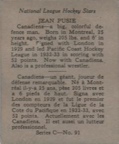 1935-36 O-Pee-Chee (V304C) #91 Jean Pusie Back