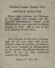1935-36 O-Pee-Chee (V304C) #93 Arthur Coulter Back
