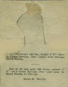 1936-37 O-Pee-Chee (V304D) #112 Harold Jackson Back